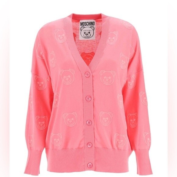 Moschino Sweaters - MOSCHINO Couture teddy bear cardigan in pink Size 6 NWOT